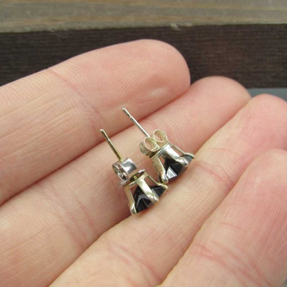 Sterling Silver Dark Stone Star Stud Earrings Vin… - image 3