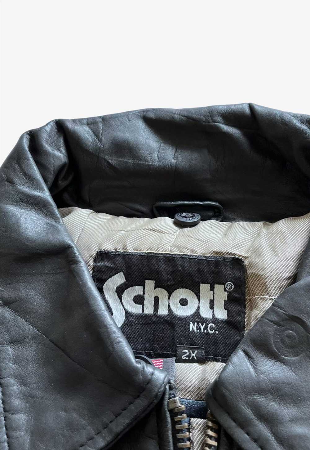 Vintage 90s Men's Schott NYC Leather Jacket - image 2