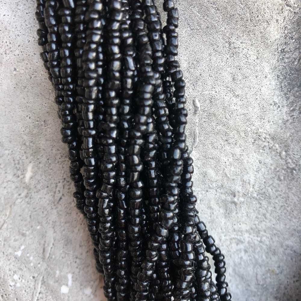 Vintage black seed bead necklace with large agate… - image 8