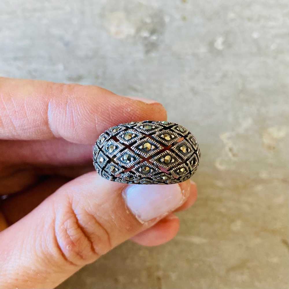 Artisan Vintage Sterling Silver Marcasite Ring - image 1