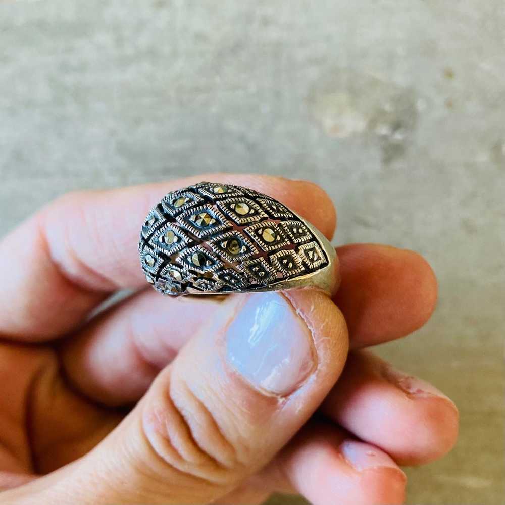 Artisan Vintage Sterling Silver Marcasite Ring - image 5