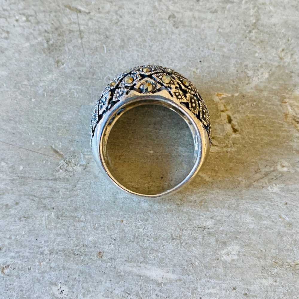 Artisan Vintage Sterling Silver Marcasite Ring - image 8