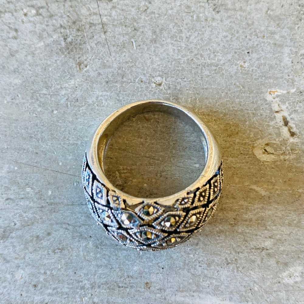 Artisan Vintage Sterling Silver Marcasite Ring - image 9