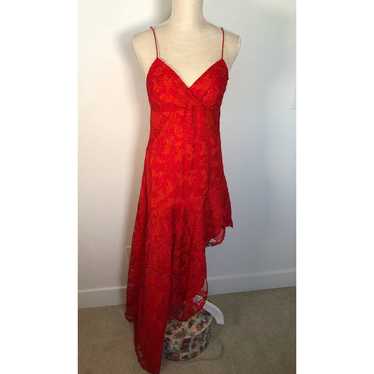 Nicole Miller Asymmetrical Red Lace Dress - 4 - image 1