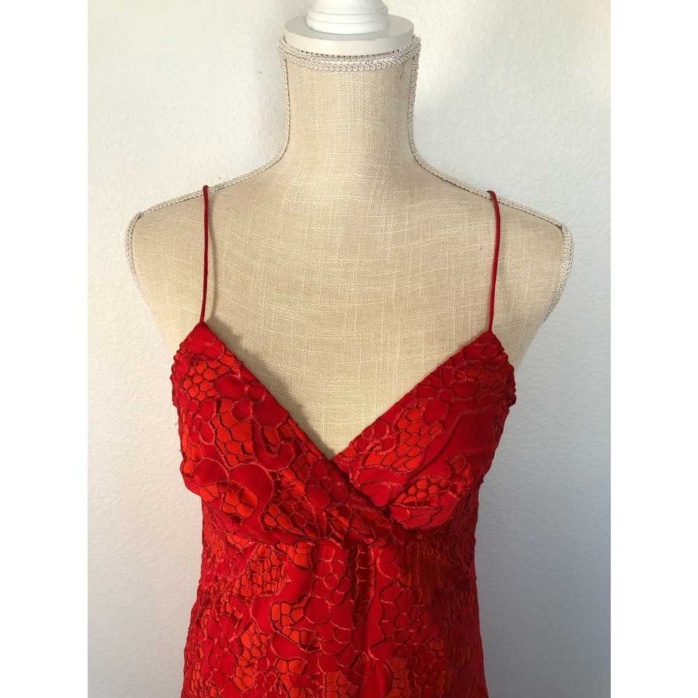 Nicole Miller Asymmetrical Red Lace Dress - 4 - image 2