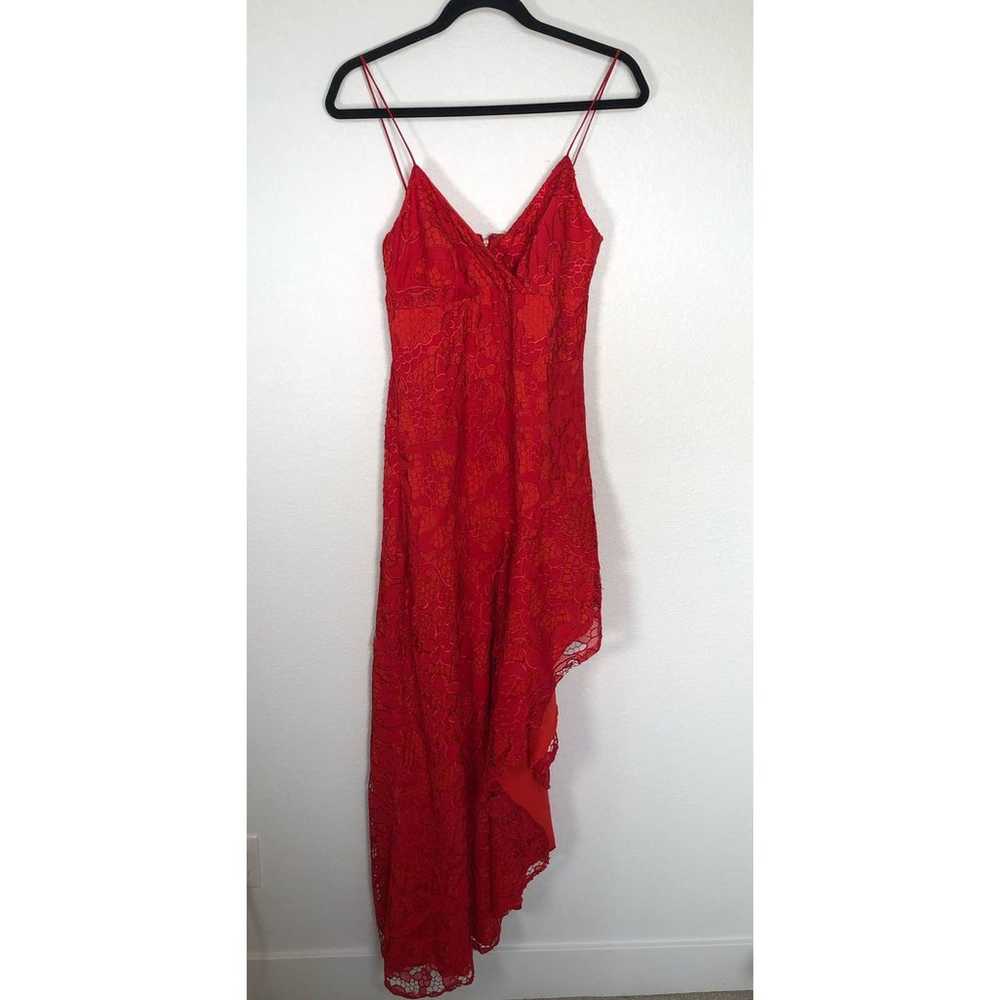 Nicole Miller Asymmetrical Red Lace Dress - 4 - image 5