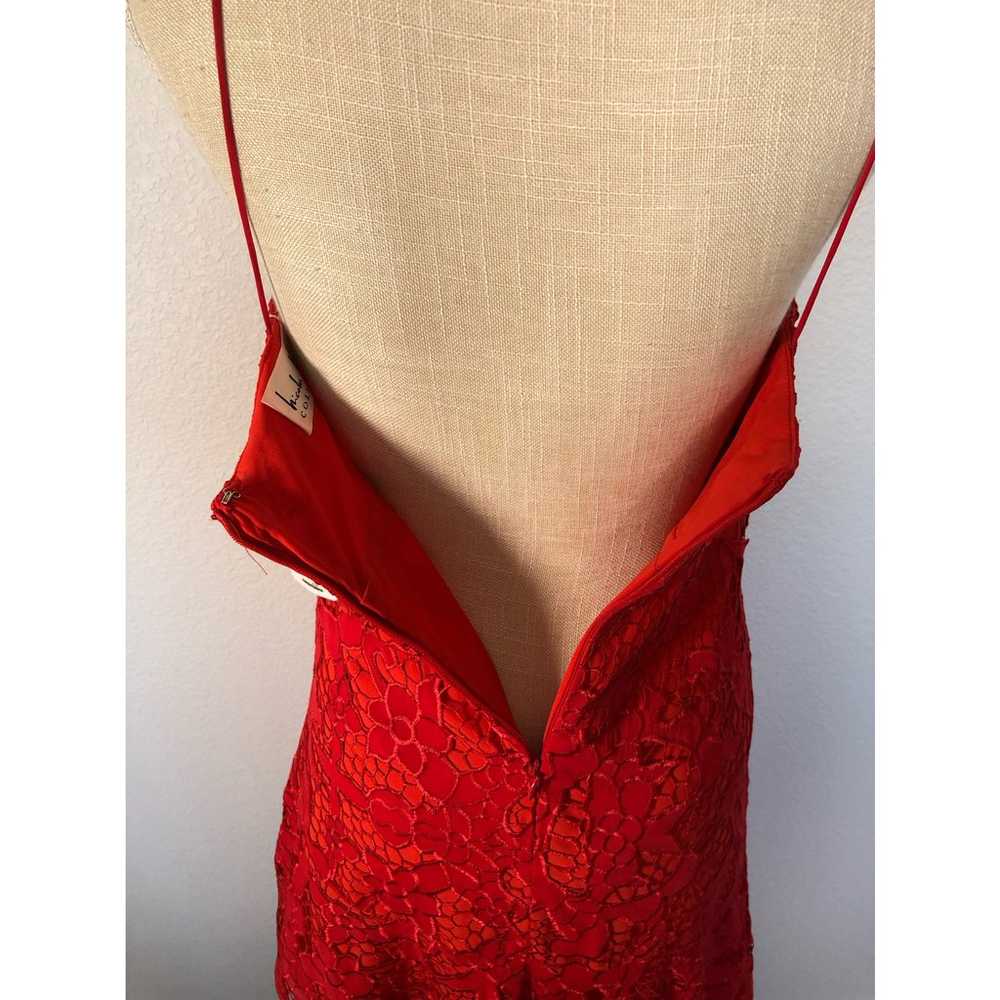 Nicole Miller Asymmetrical Red Lace Dress - 4 - image 7