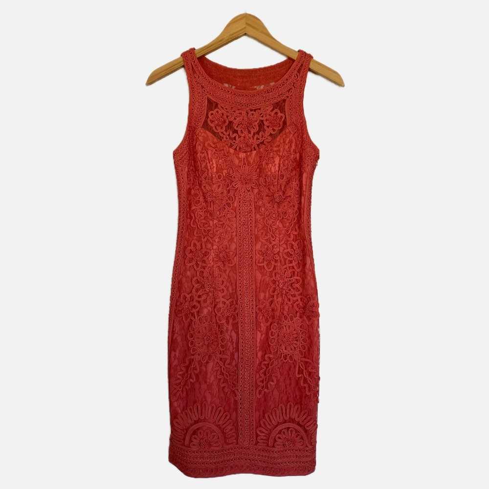 Sue Wong Soutache Lace Sheath Cocktail Dress Oran… - image 2