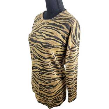 Vintage Objects Gold Womens Leopard Print Pullove… - image 1