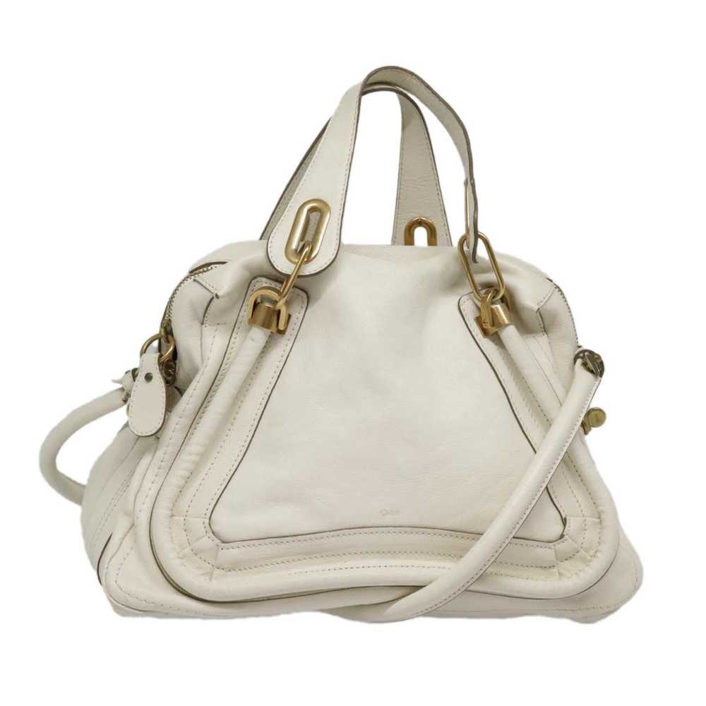 Chloe Chloe Paraty Hand Bag Leather 2way White Go… - image 1