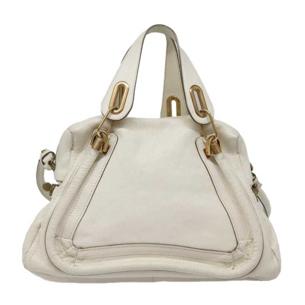 Chloe Chloe Paraty Hand Bag Leather 2way White Go… - image 2