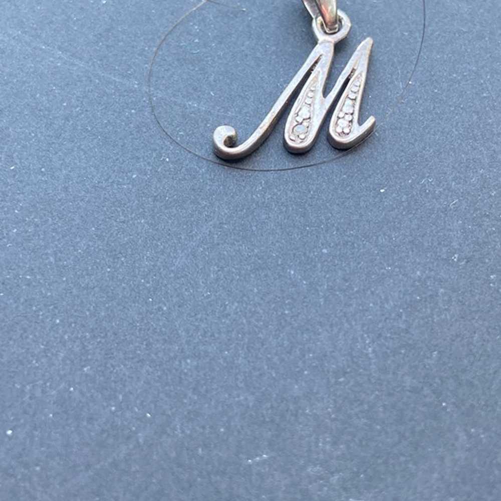 Vintage Monogram "M" Sterling Silver Pendant - image 2