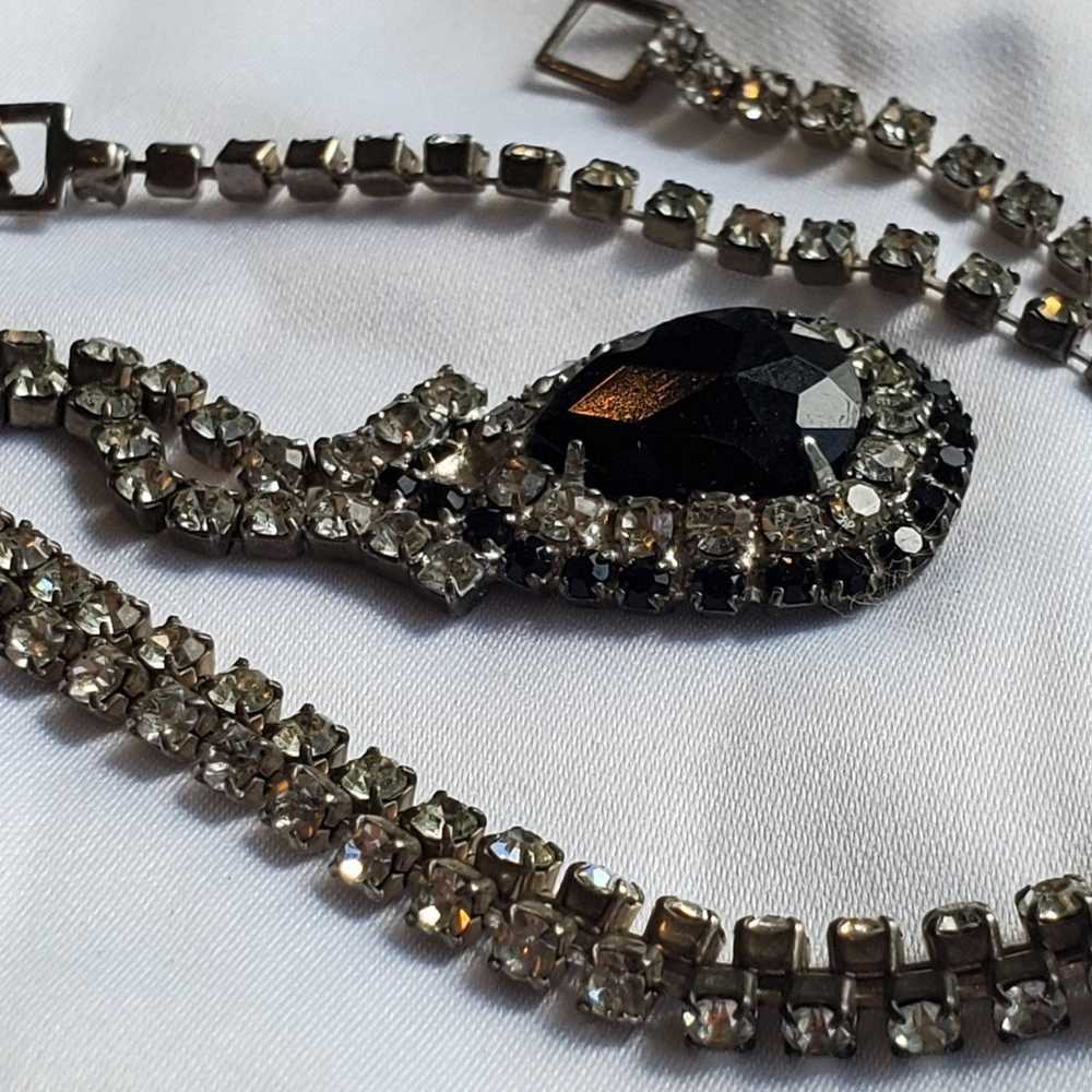 Vintage Rhinestone and Crystal Necklace - image 3