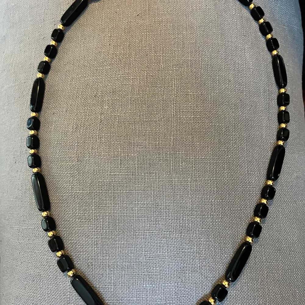 Trifari Vintage Black and Gold Toned Necklace - image 1