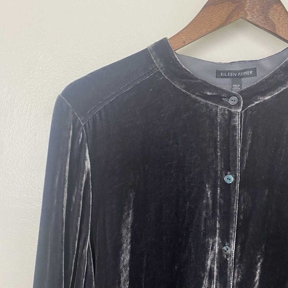 EILEEN FISHER Black Velvet Crewneck Button Down S… - image 4