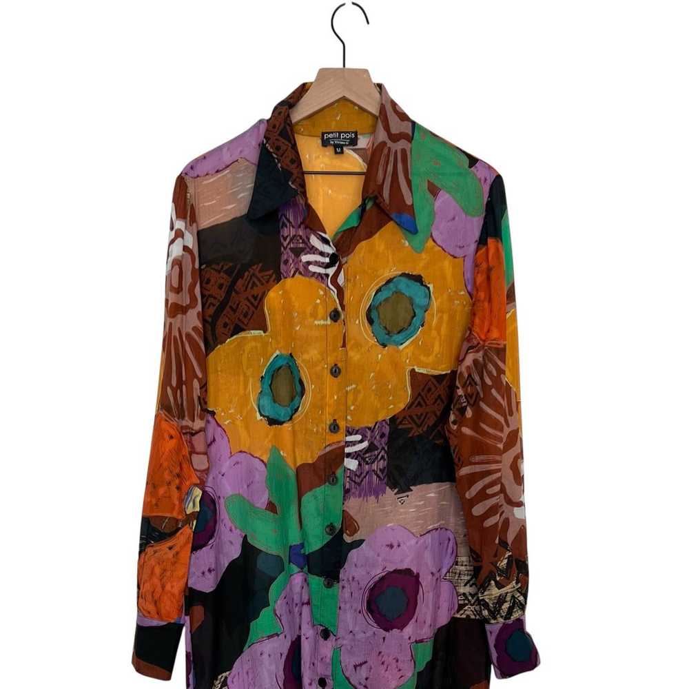 Petit Pois Button Down Pop Art Shirt Dress Women … - image 4