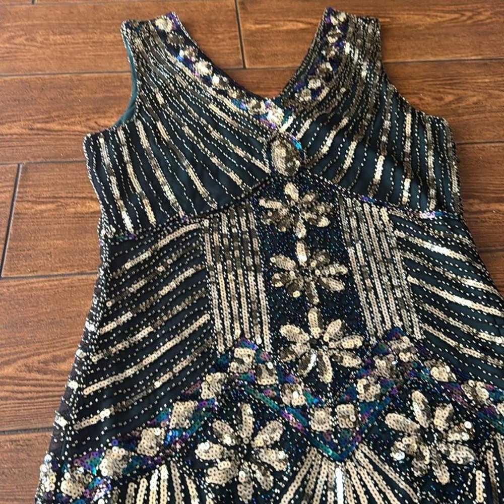 Gatsby 20s Flapper Fringed Sequin Beads Midi Dres… - image 2