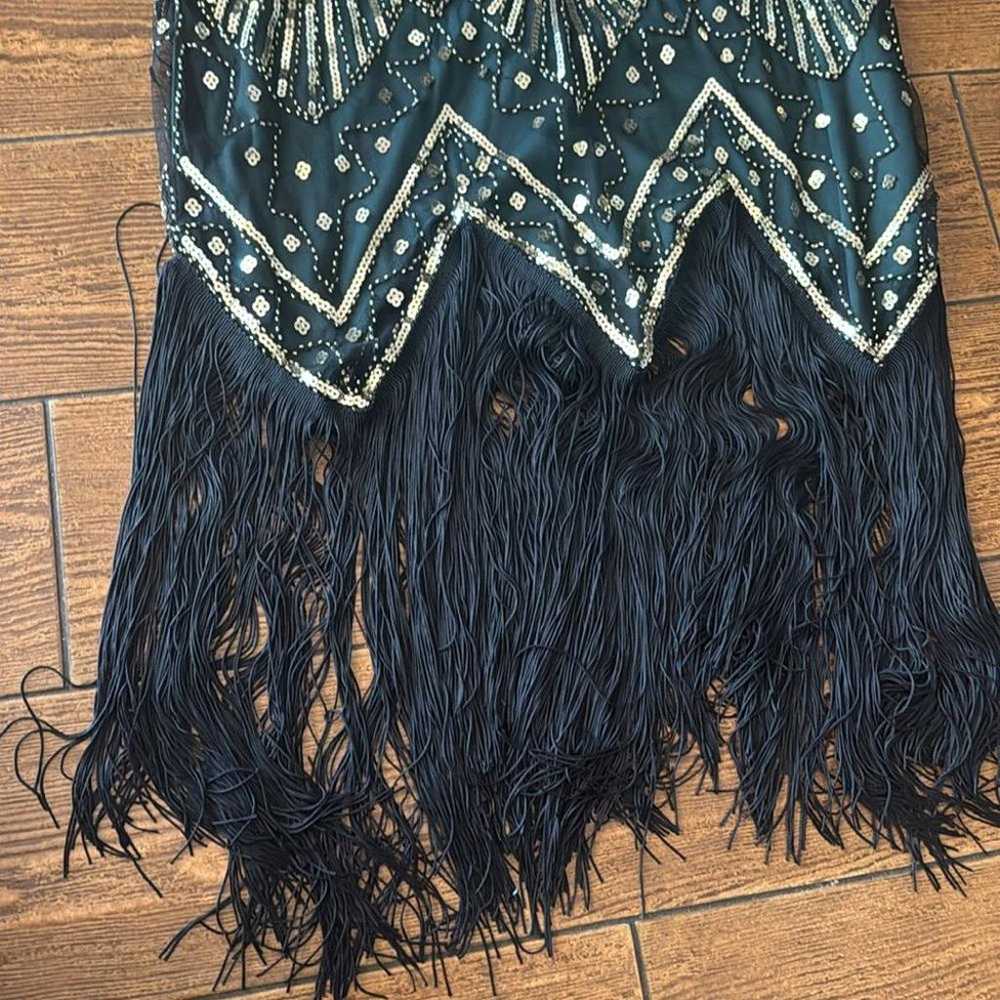 Gatsby 20s Flapper Fringed Sequin Beads Midi Dres… - image 3