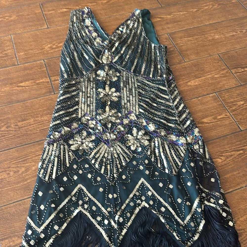 Gatsby 20s Flapper Fringed Sequin Beads Midi Dres… - image 7