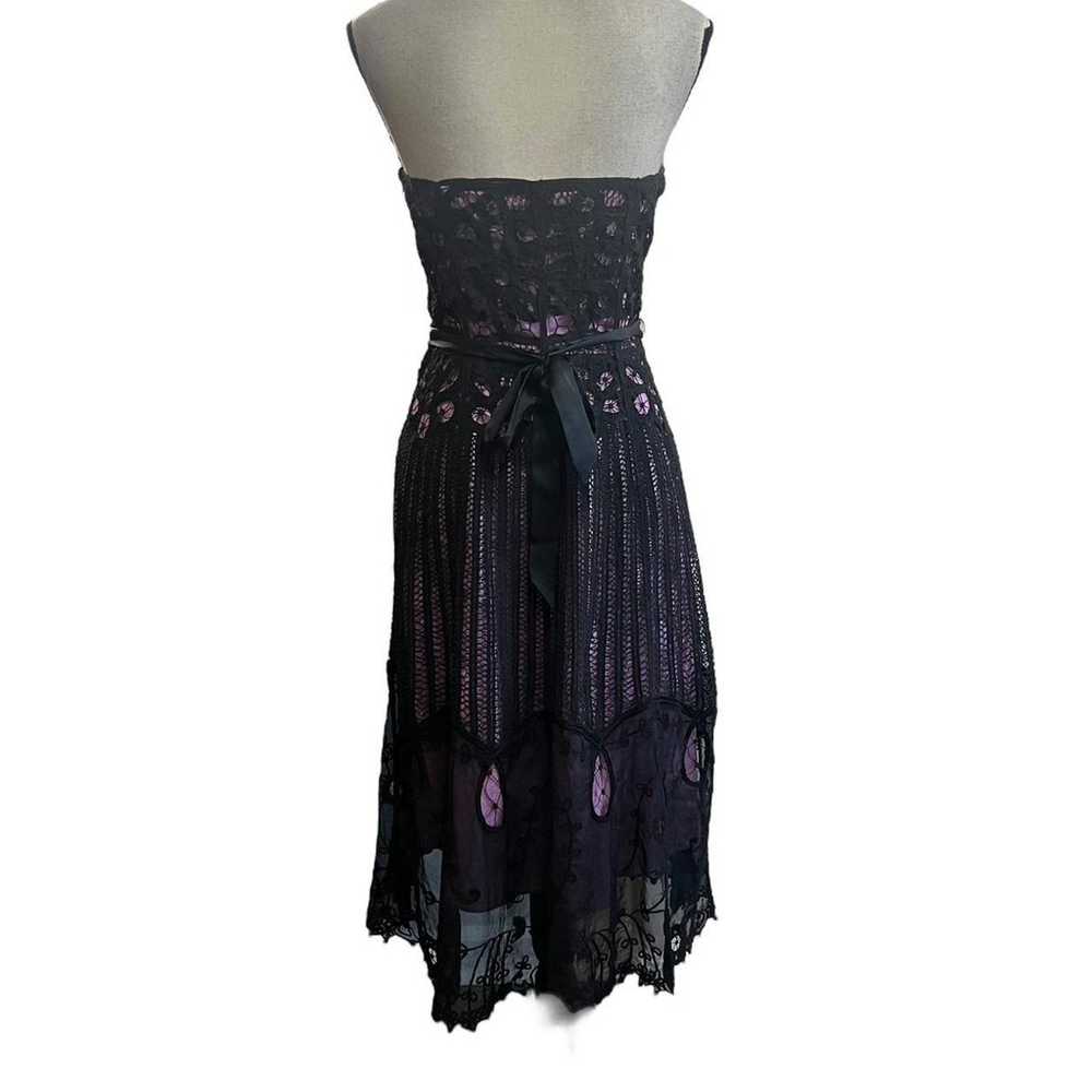 VTG Y2K Betsey Johnson Black & Purple Strapless C… - image 5