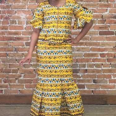 African Print Ankara 3 Piece yellow Mixed Print Pe