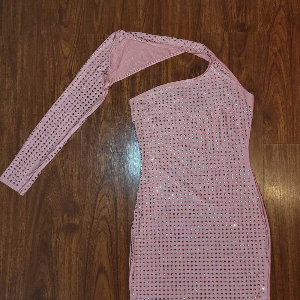 Rhinestone studded mini dress pink - image 2