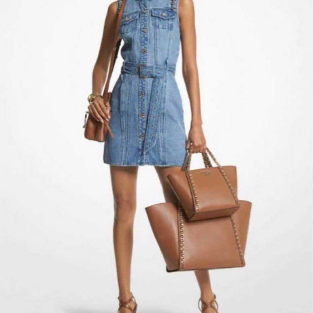 Michael Kors light blue denim sleeveless dress wi… - image 2