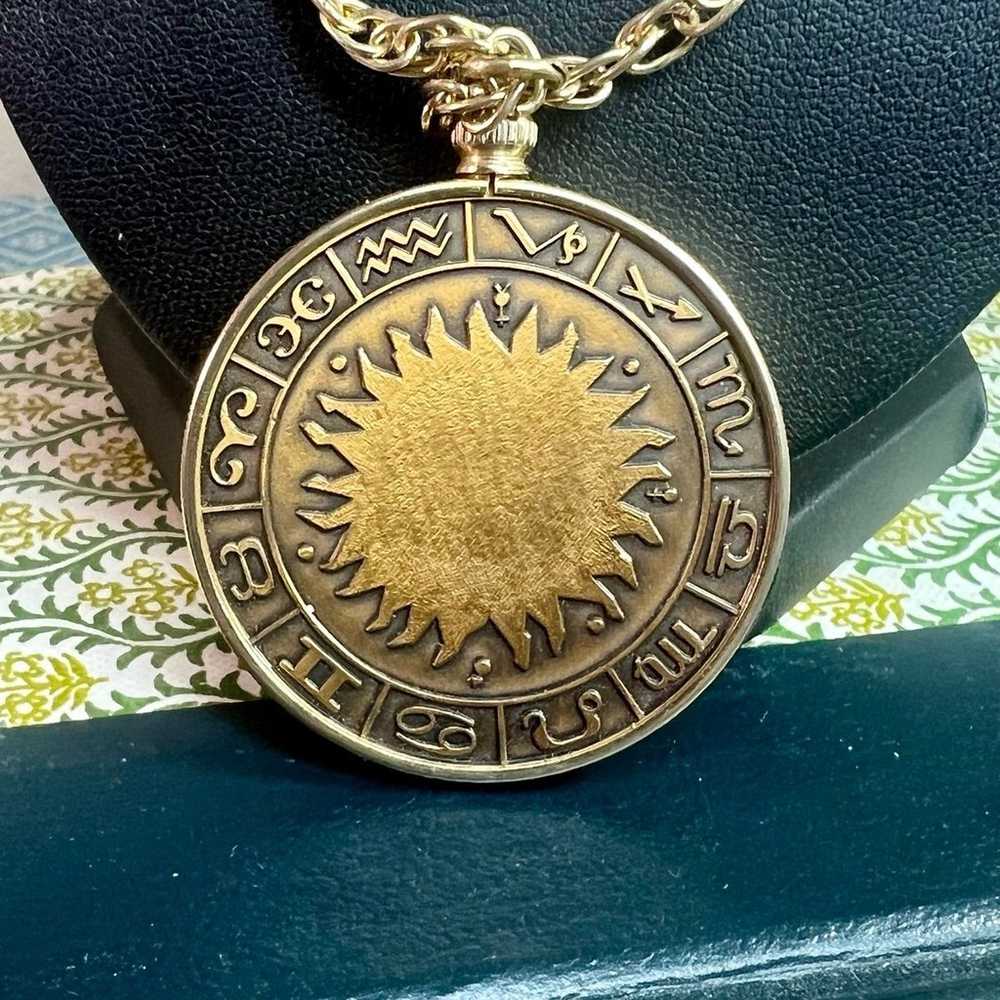 Large Vintage Aries Zodiac Pendant Necklace with … - image 3