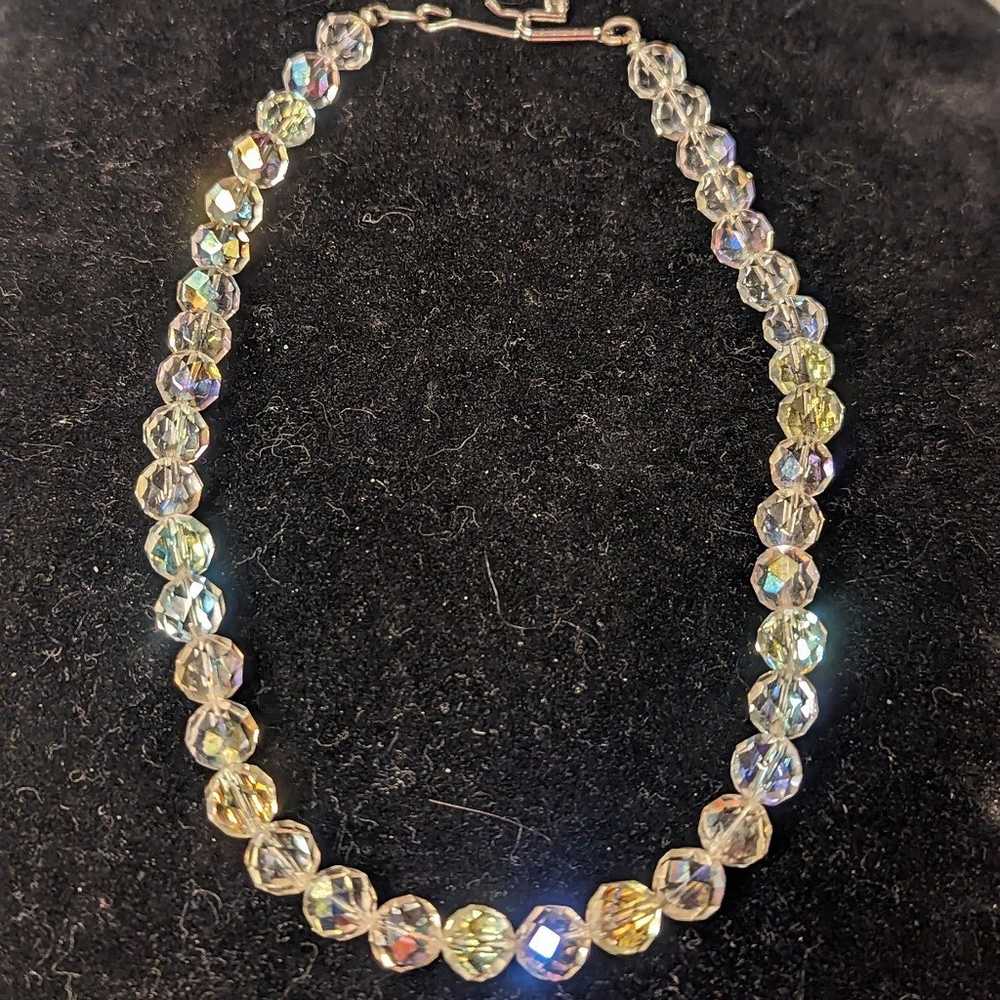 Vintage Glass Faceted Aurora Borealis Choker - image 4