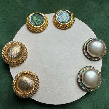 Vintage Clip-On Earrings LOT (3 Pairs) - image 1