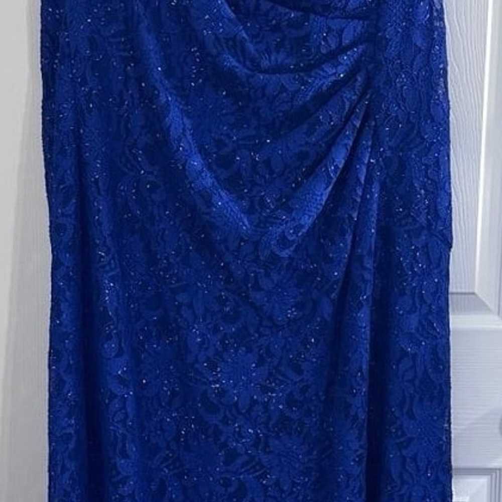 Tahari ASL Blue Bead/Sequin Lined Lace Dress - image 1