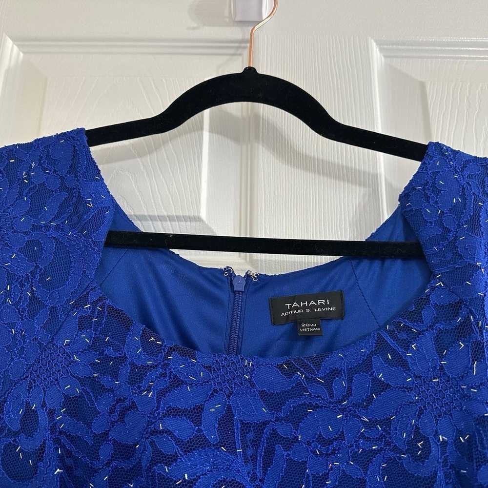 Tahari ASL Blue Bead/Sequin Lined Lace Dress - image 3