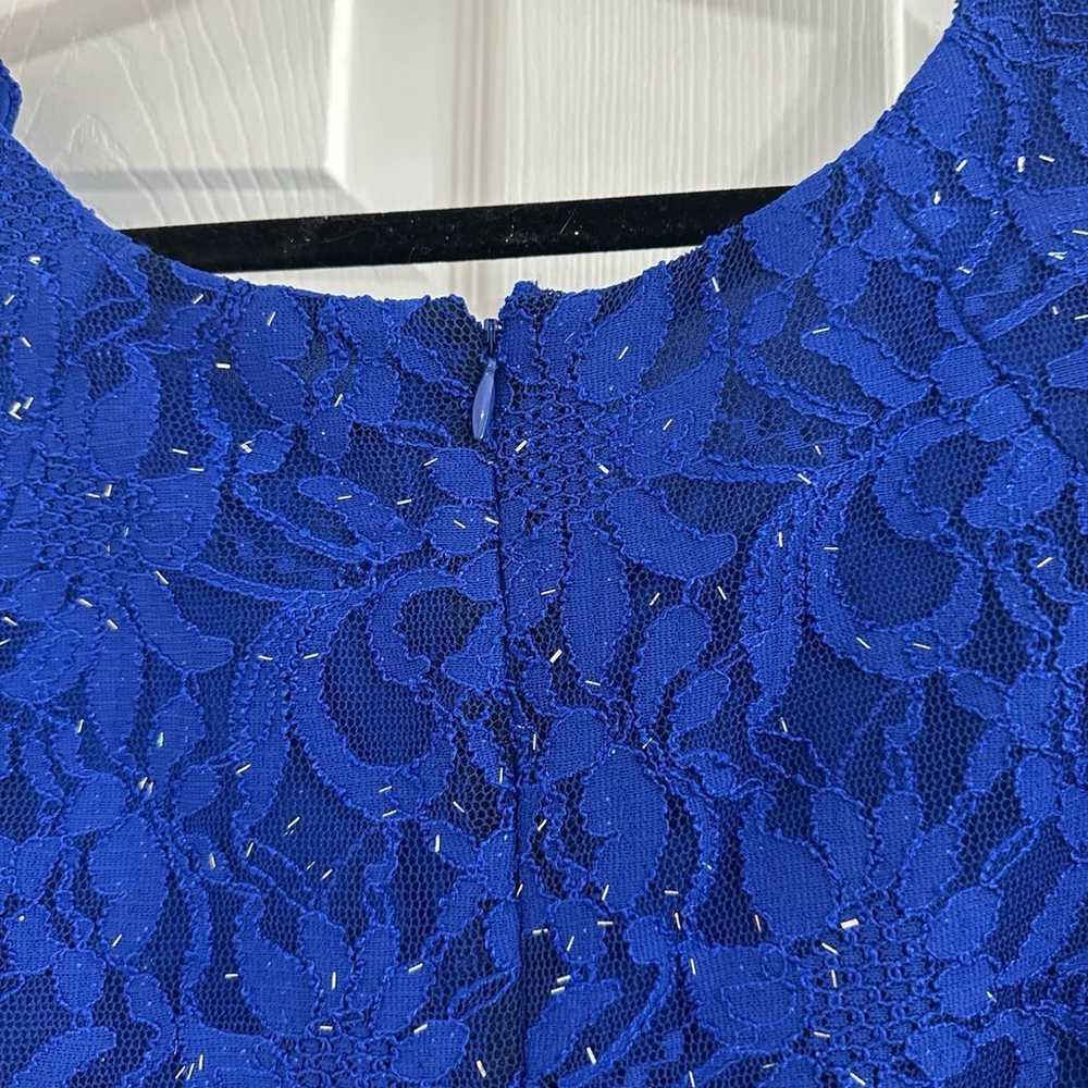 Tahari ASL Blue Bead/Sequin Lined Lace Dress - image 4