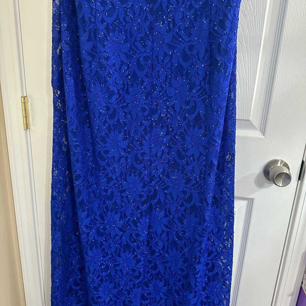 Tahari ASL Blue Bead/Sequin Lined Lace Dress - image 7