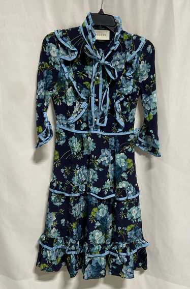 Gucci Multicolor Floral Print Silk Dress - Size 36