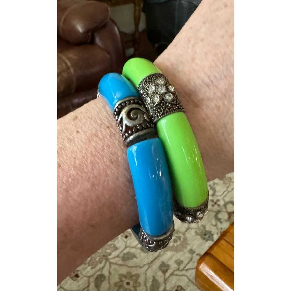 Green And Blue Vintage Stretch Bangles - image 1