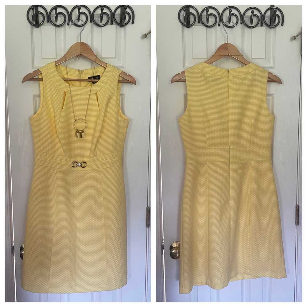 Tahari Yellow & White Seersucker Sheath Dress - image 1