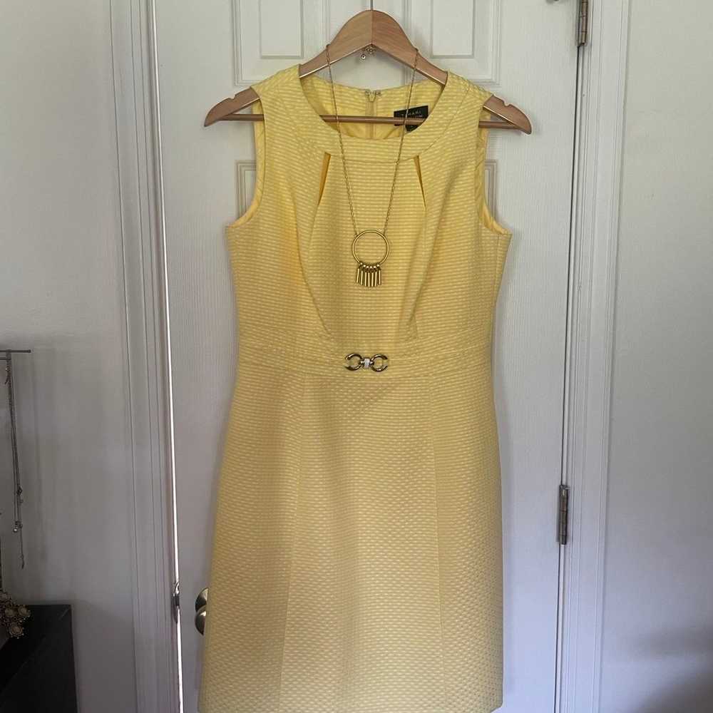 Tahari Yellow & White Seersucker Sheath Dress - image 2