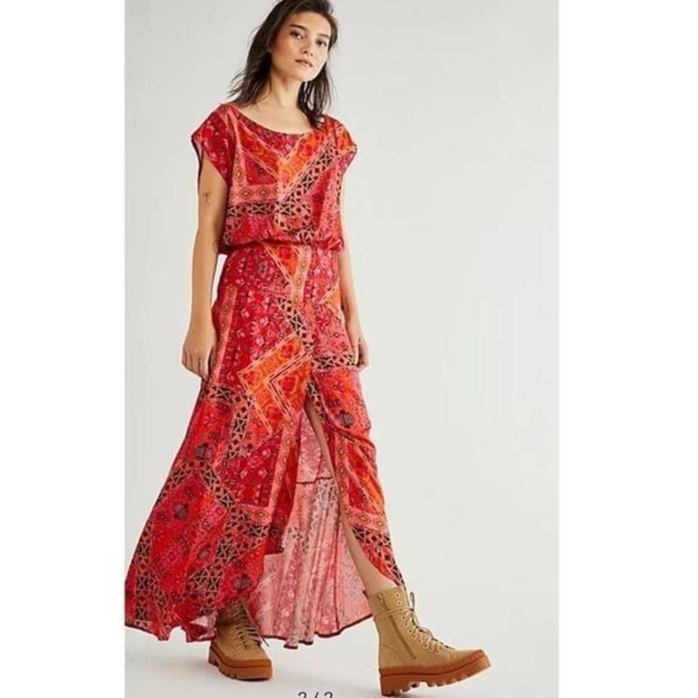 Free People Red Printed Blakely Tulip Maxi Dress … - image 2