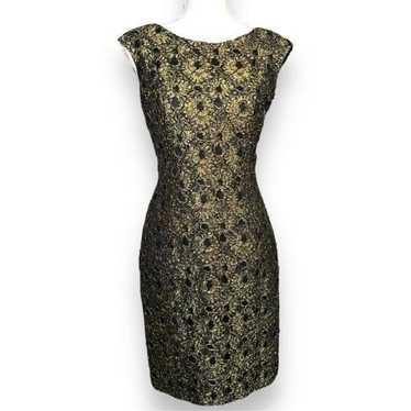 Carmen Marc Valvo Gold Lace Dress 6