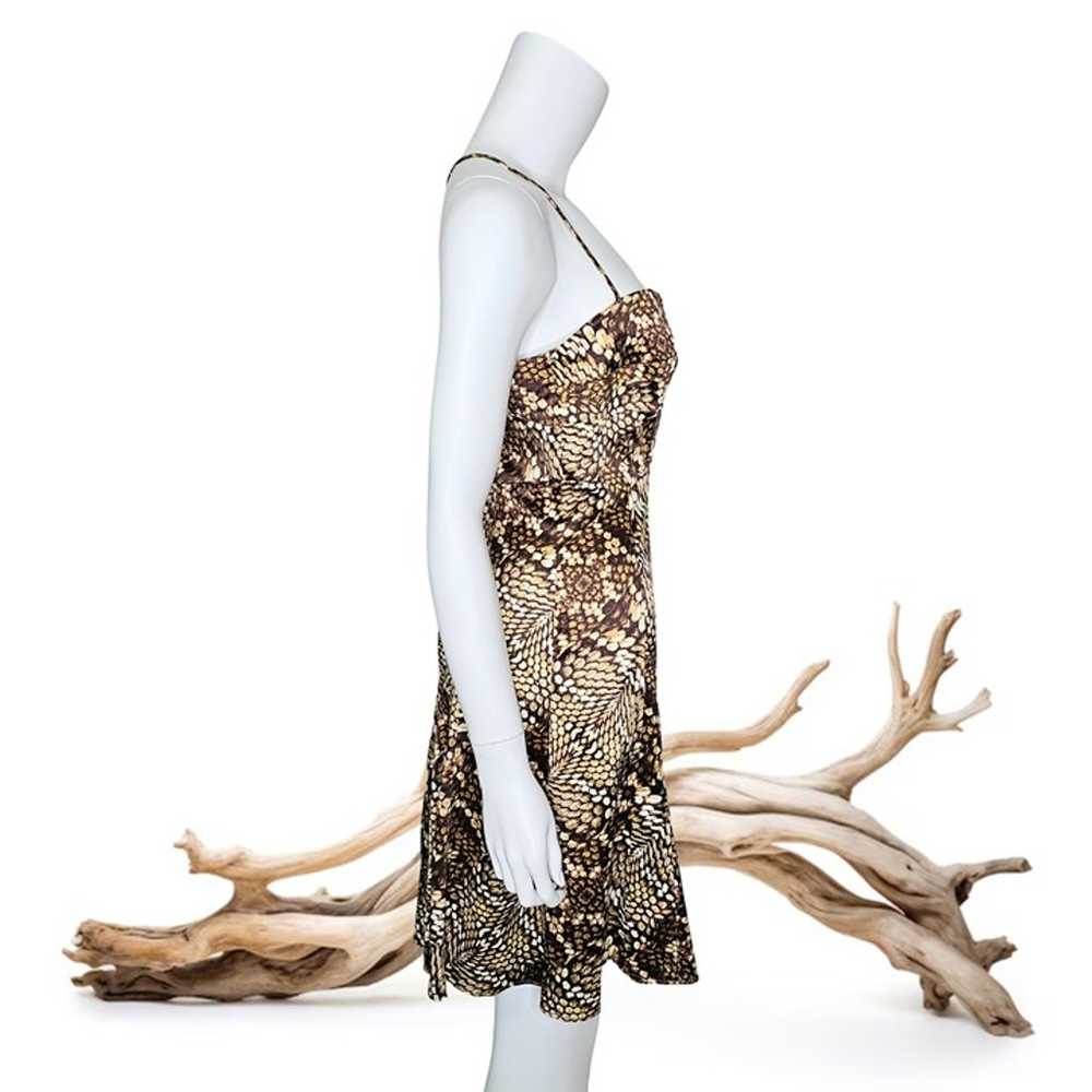 JUST CAVALLI Snakeskin Print Satin Halter Back Dr… - image 5