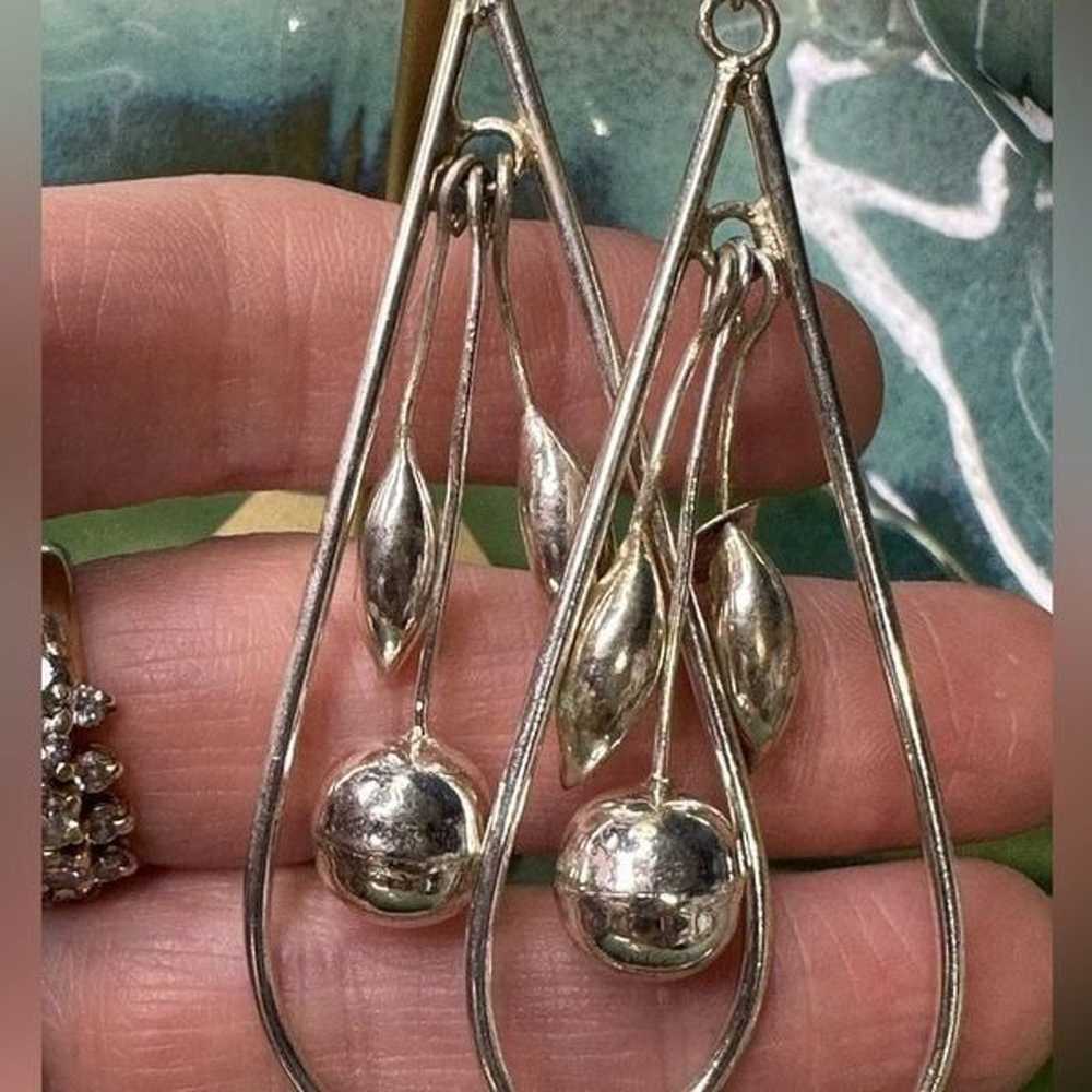 Alpaca Mexico Silver Drop Earrings Unique Vintage… - image 2