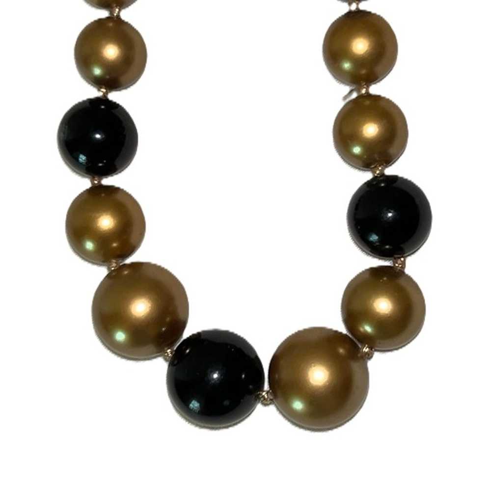 Vintage 50s Black and Gold Graduated Bead Choker … - image 3