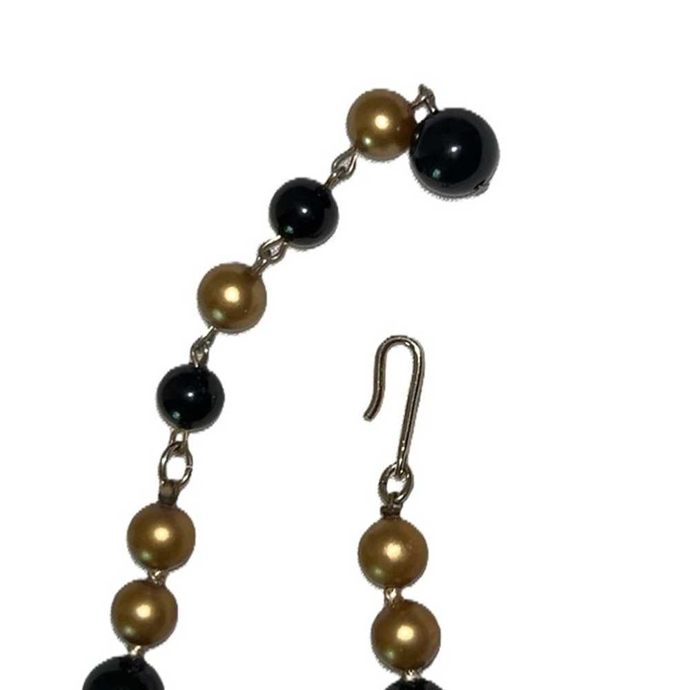 Vintage 50s Black and Gold Graduated Bead Choker … - image 4