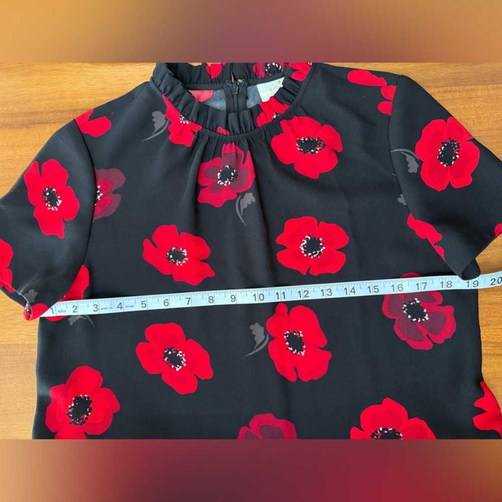 Kate Spade Black And Red Poppy Ruffle Hem Shift D… - image 11