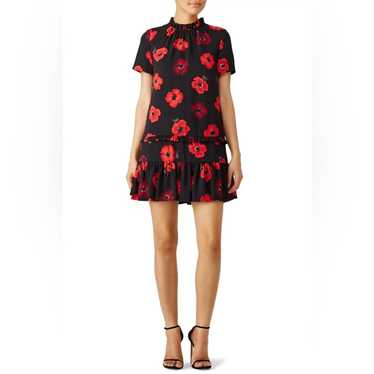 Kate Spade Black And Red Poppy Ruffle Hem Shift D… - image 1