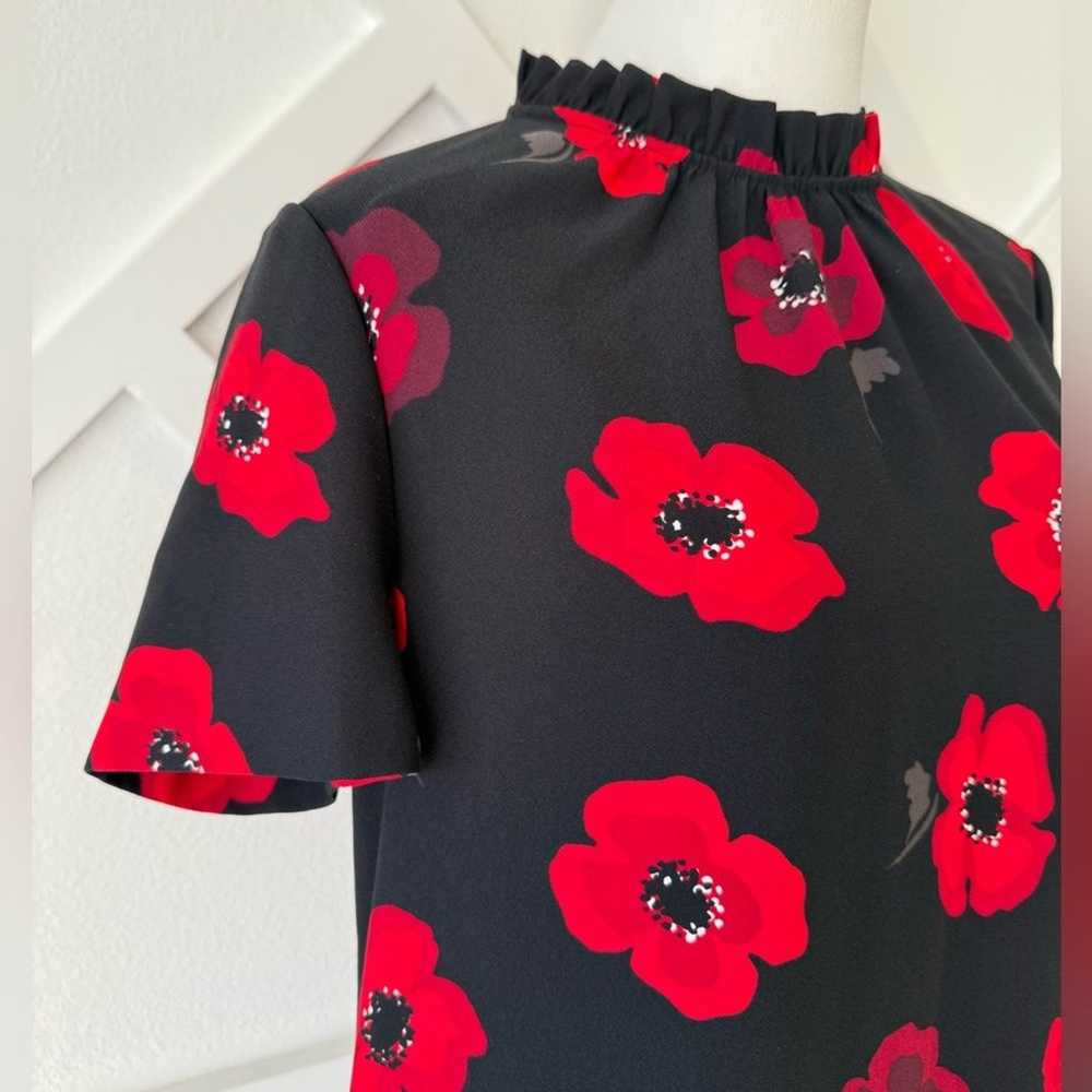 Kate Spade Black And Red Poppy Ruffle Hem Shift D… - image 4