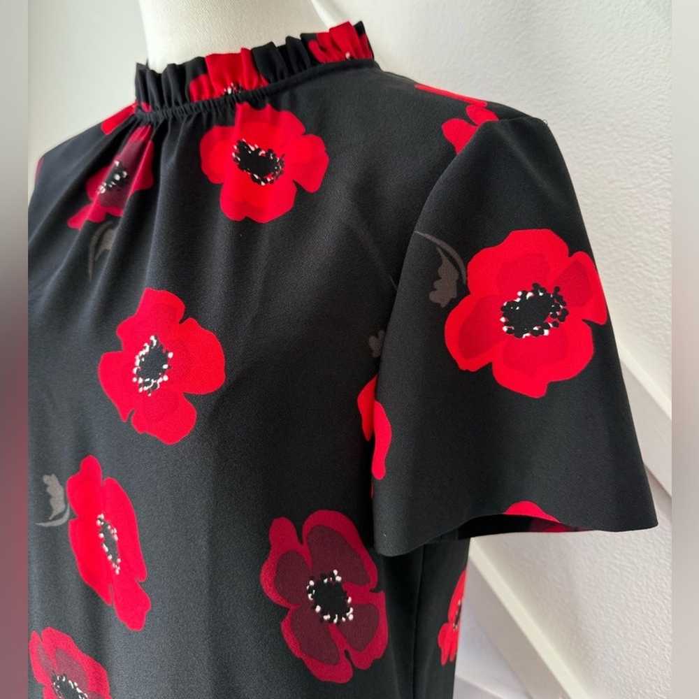 Kate Spade Black And Red Poppy Ruffle Hem Shift D… - image 5