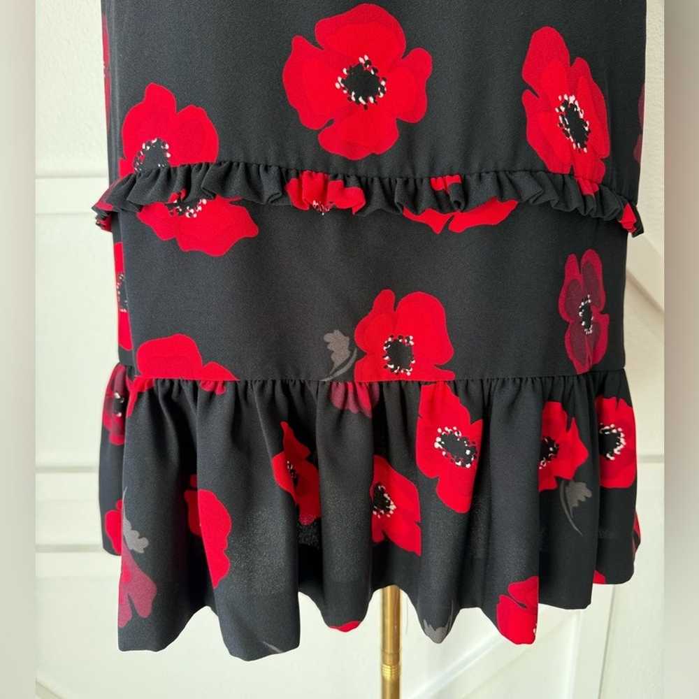 Kate Spade Black And Red Poppy Ruffle Hem Shift D… - image 6