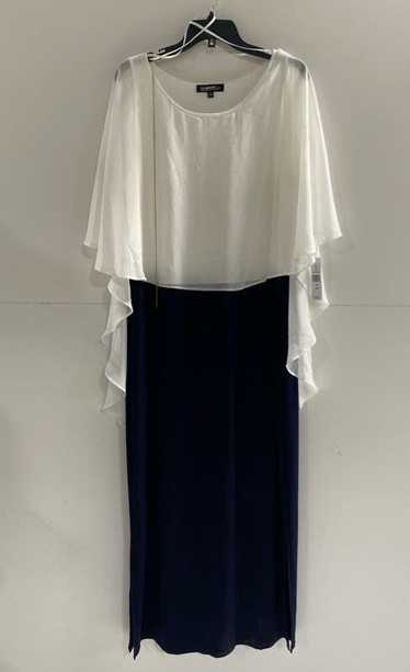 NWT Glamour Nights Womens Navy White Chiffon Overl